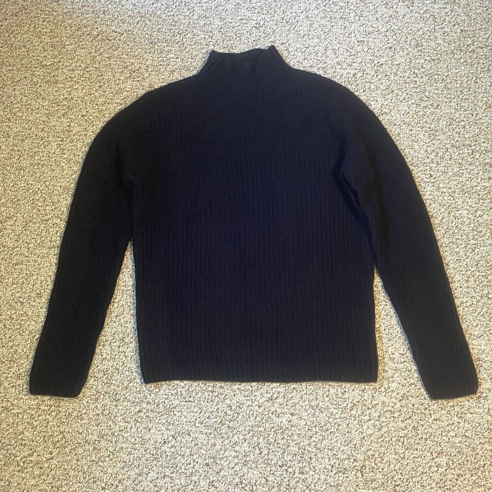 NWT Abercrombie & Fitch Mens Sweater Size M Navy Blue Wool Blend Knit Mock Neck